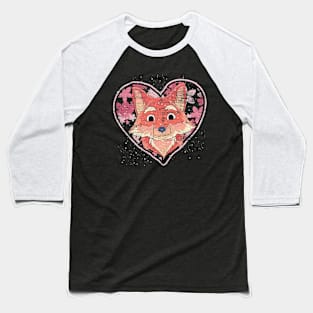 Forest Animal Lover Heart Wildlife Nature Cute Fox Baseball T-Shirt